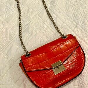 Uterqüe orange skin texture small handbag